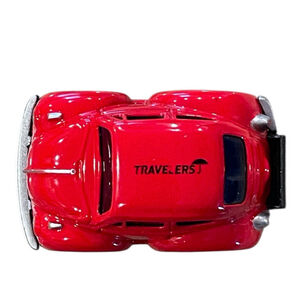 Welly VW Beetle Travelers Insurance Model 92716 Red Diecast Pull Back Mini READ